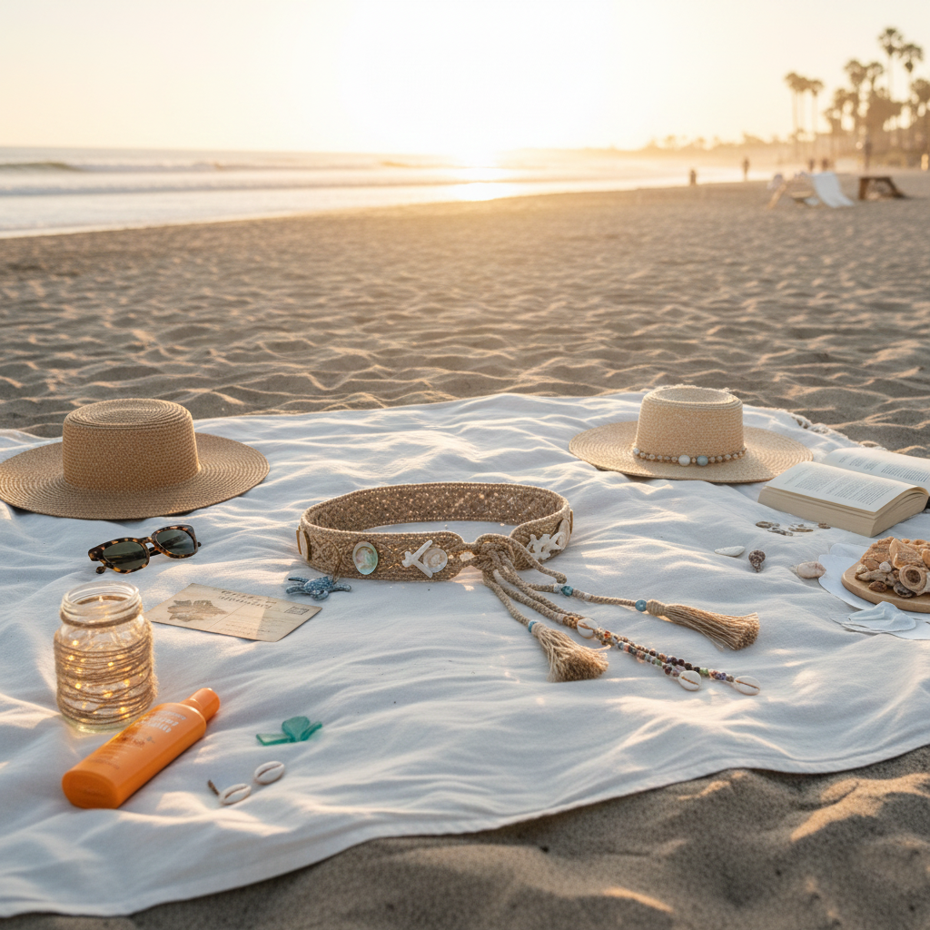 Laguna Beach Ocean Rhapsody Hand-Woven Belt | Turtle, Cowrie Shell & Tassel Boho Waist Accessory