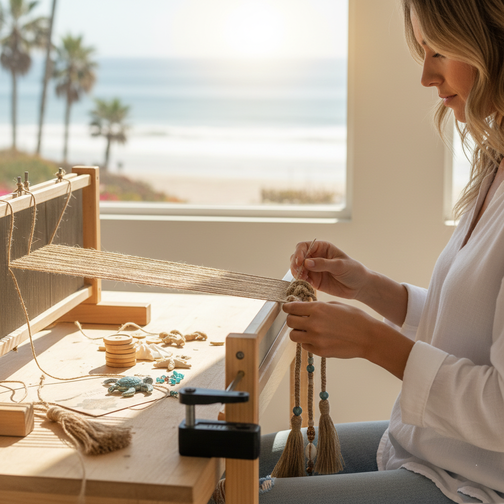 Laguna Beach Ocean Rhapsody Hand-Woven Belt | Turtle, Cowrie Shell & Tassel Boho Waist Accessory