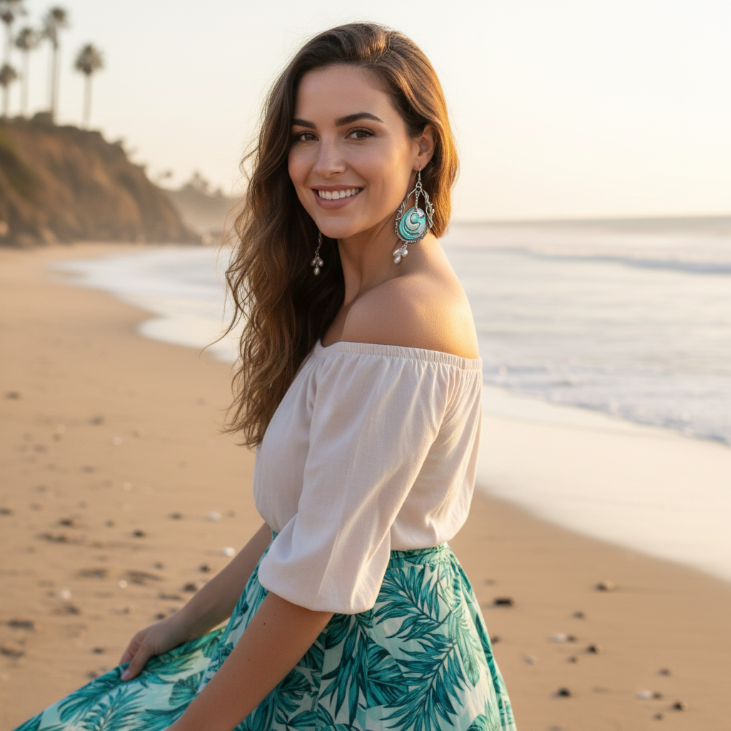 【Tide Pool Bloom】Handcrafted Green Anemone & Pearl Earrings