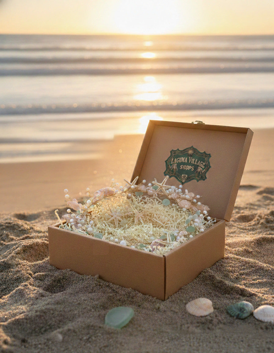 Laguna Village Original: "Coastal Muse" Starfish & Pearl Hair Vine – Handcrafted Beach Wedding Headpiece & Keepsake Gift