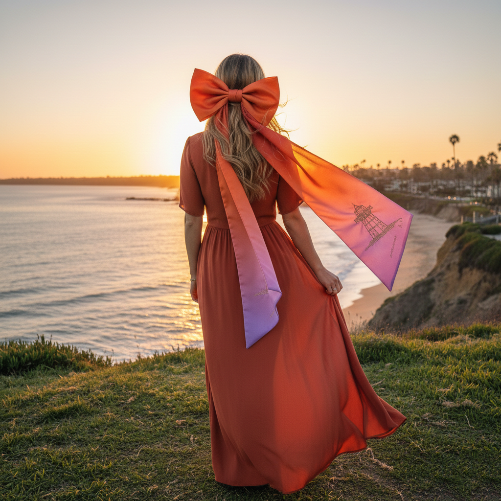 Laguna Horizon | Extra-Long Sculptural Sunset Silk Bow