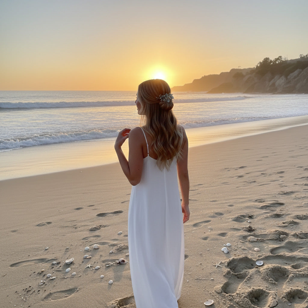 Handcrafted Abalone & Sea Glass Hair Comb - "Laguna Sunset" Edition | Coastal Bridal & Beach Accessory