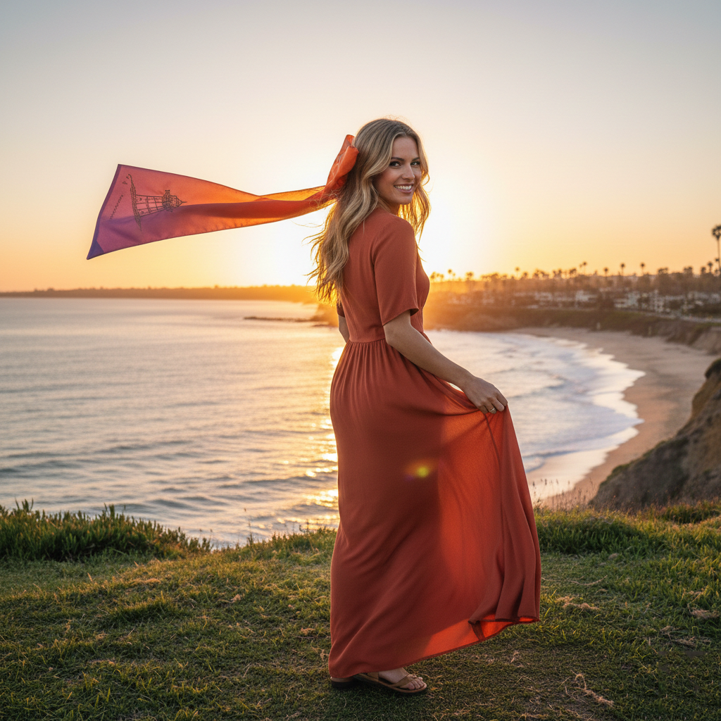 Laguna Horizon | Extra-Long Sculptural Sunset Silk Bow