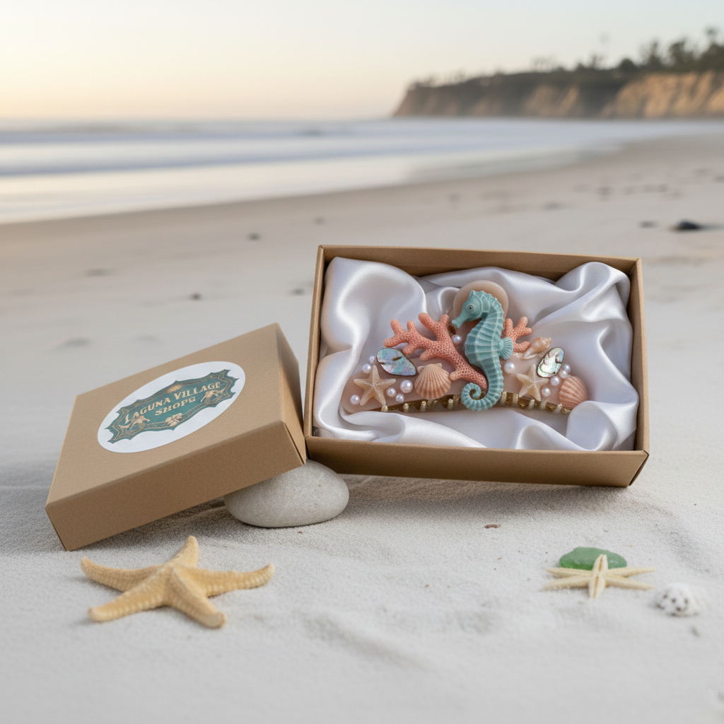 Laguna Beach Coastal Elegance Hair Claw | Handcrafted Sea Life Design | Matte Resin Shell & Starfish Hair Accessory