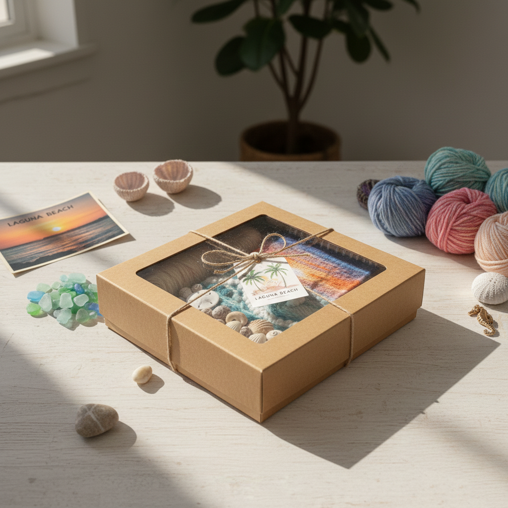 Hand-Embroidered Mini Tapestry | 🌊 Laguna Coast Sunset Wall Art | Driftwood Hanger