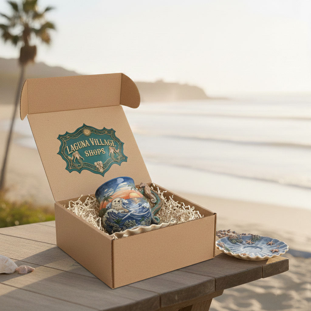 🌊 The Laguna Tide Embrace Set: Handcrafted Conch Shell Mug & Coaster