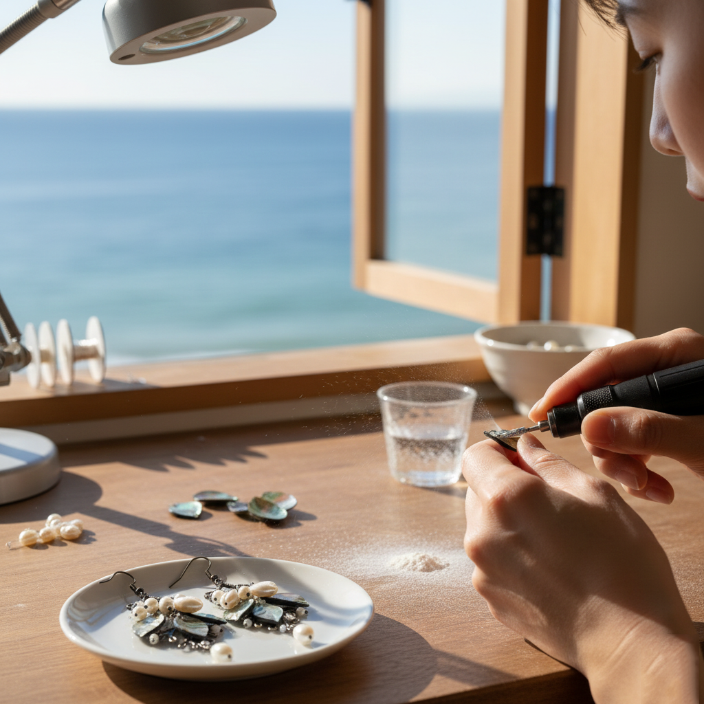 【Laguna Coast】Handcrafted Abalone & Pearl Dangle Earrings