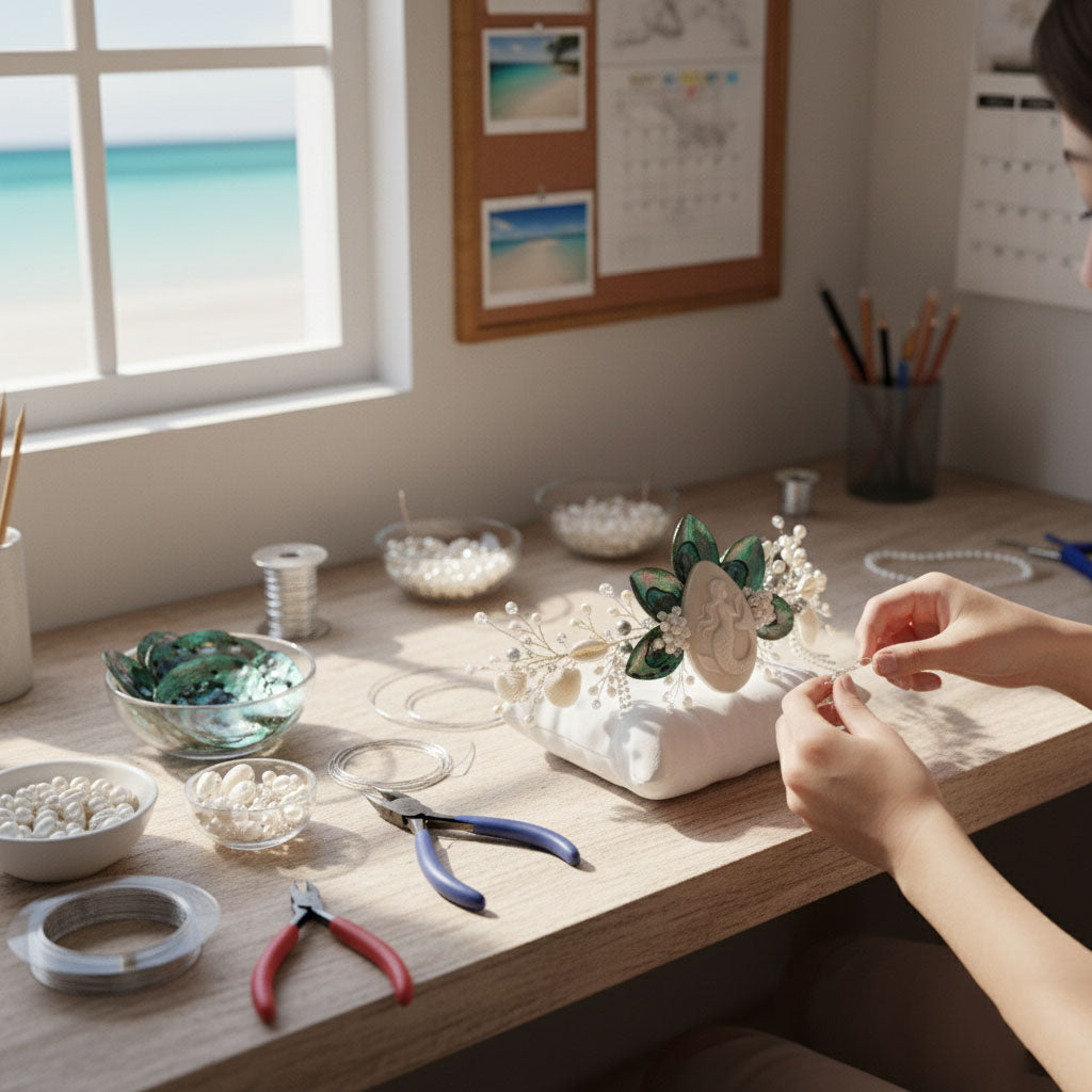 【Mermaid's Secret】Handcrafted Shell Petal & Pearl Headpiece