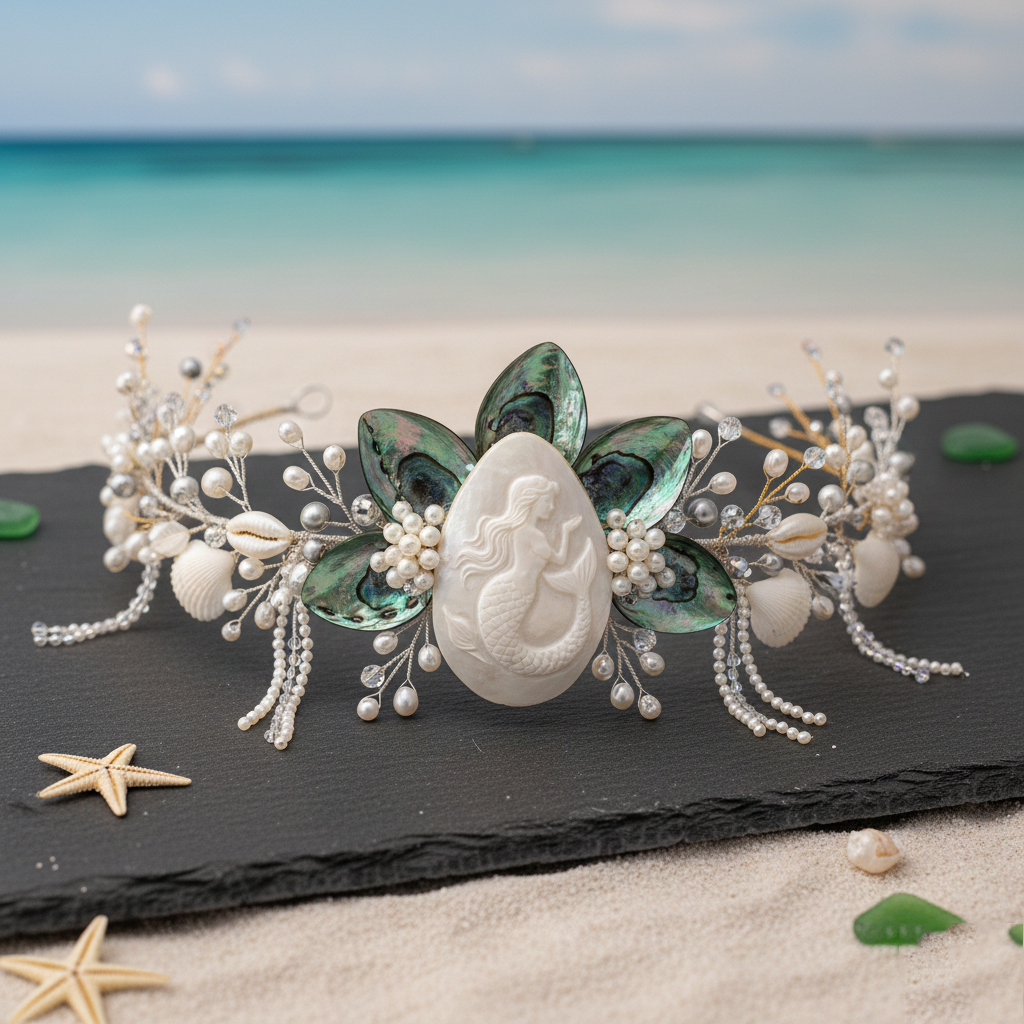 【Mermaid's Secret】Handcrafted Shell Petal & Pearl Headpiece