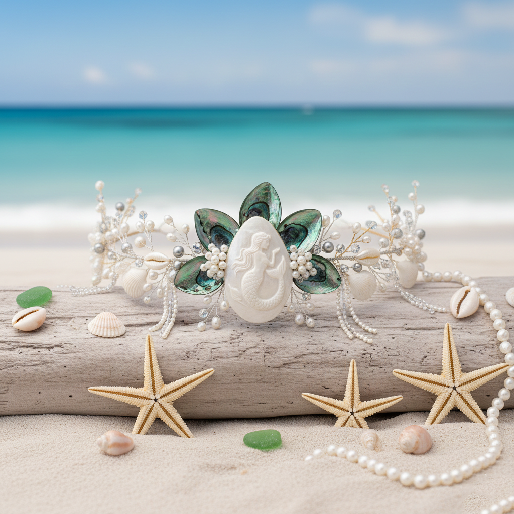 【Mermaid's Secret】Handcrafted Shell Petal & Pearl Headpiece