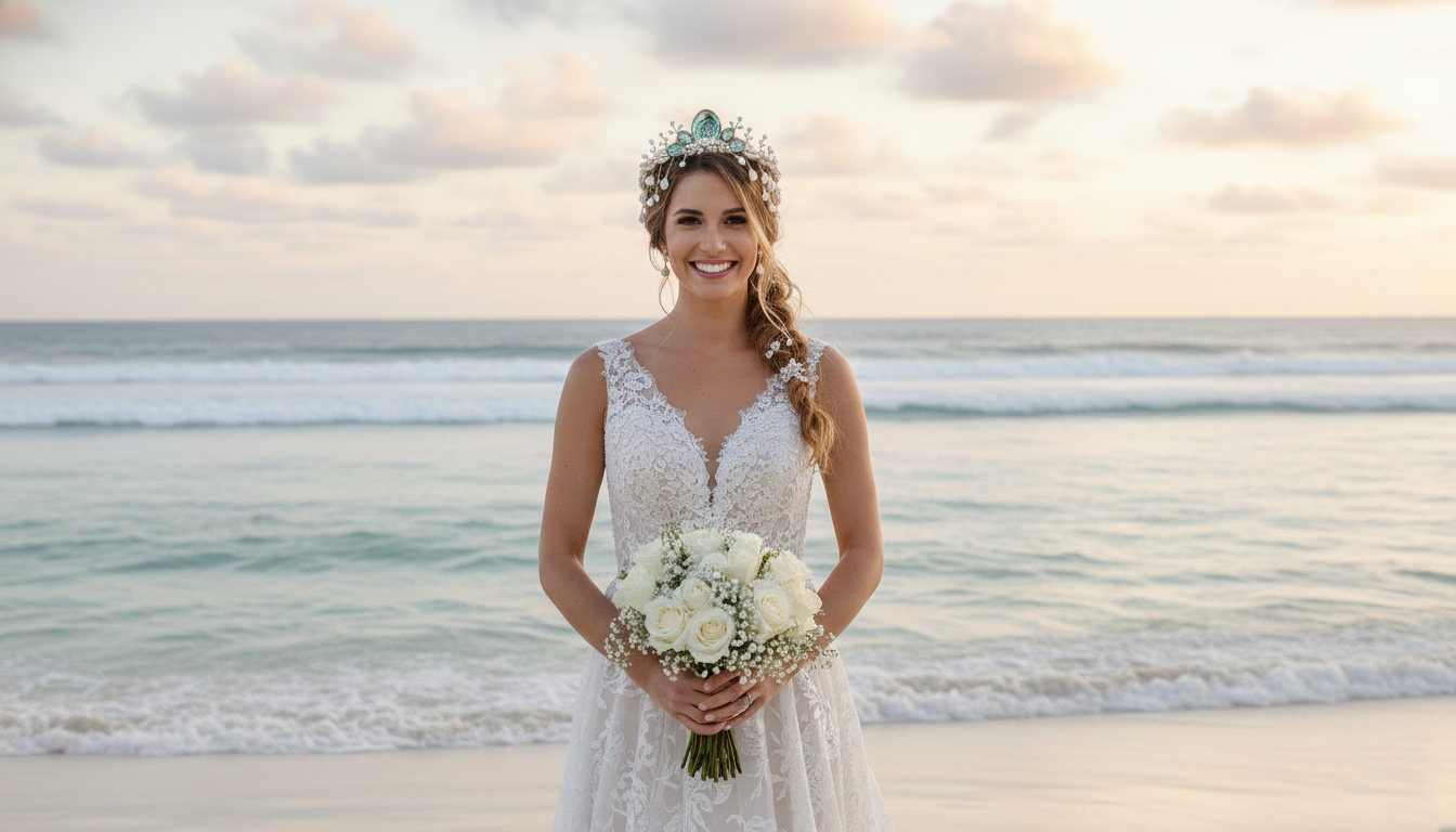 【Oceanside Vows】Bridal Handcrafted Abalone Shell and Pearl Headpiece