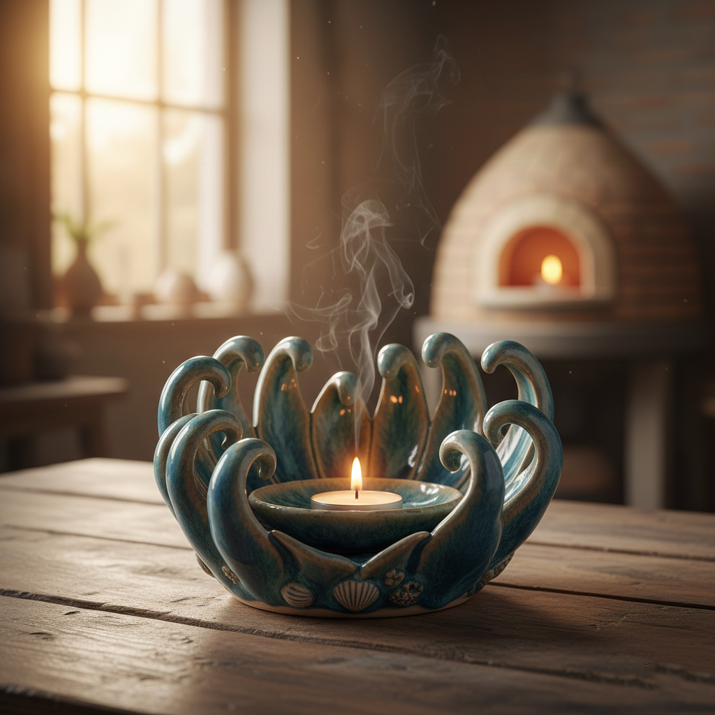 The Tidal Bloom Incense Holder | Handcrafted Ceramic Sea Anemone Candle/Incense Base