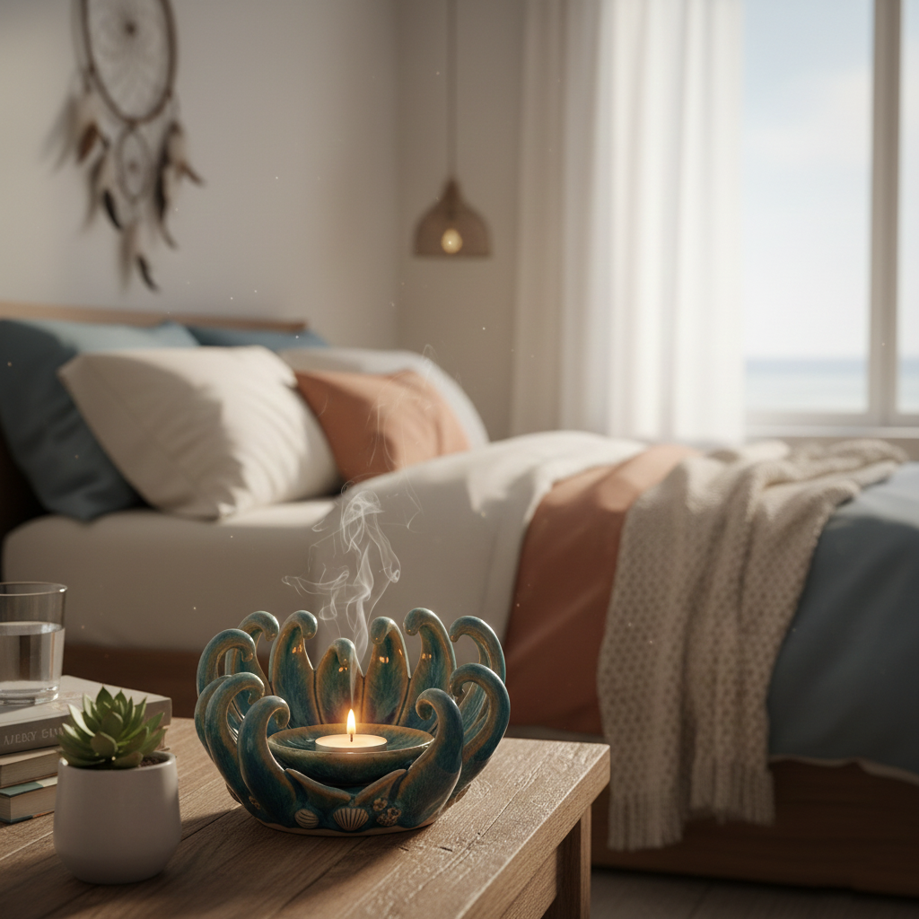 The Tidal Bloom Incense Holder | Handcrafted Ceramic Sea Anemone Candle/Incense Base