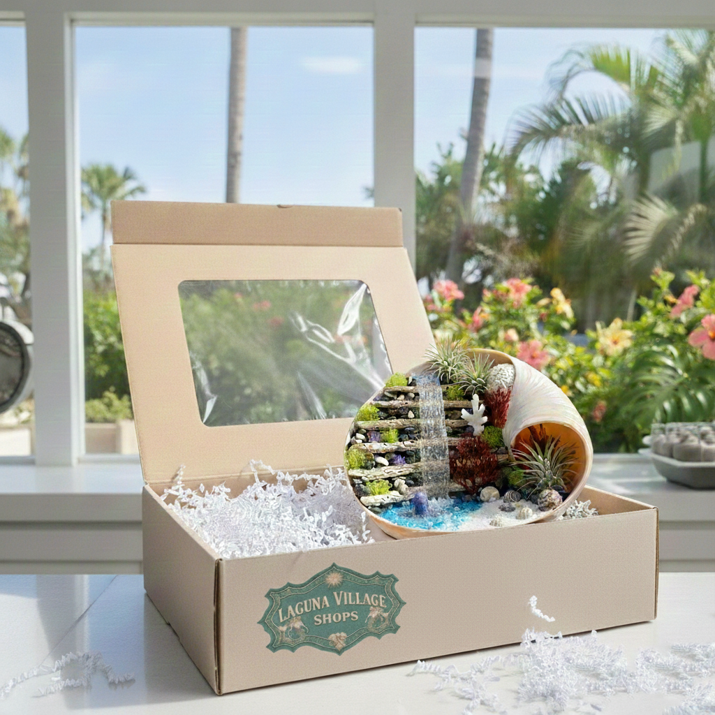 The Coastal Reef Sculpture | Handcrafted Shell & Dried Coral Art with Ceramic Display Base