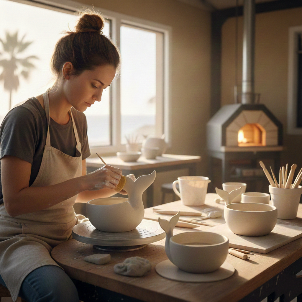 The Ocean Sprout Planter | Handcrafted Ceramic Whale Tail Succulent Pot