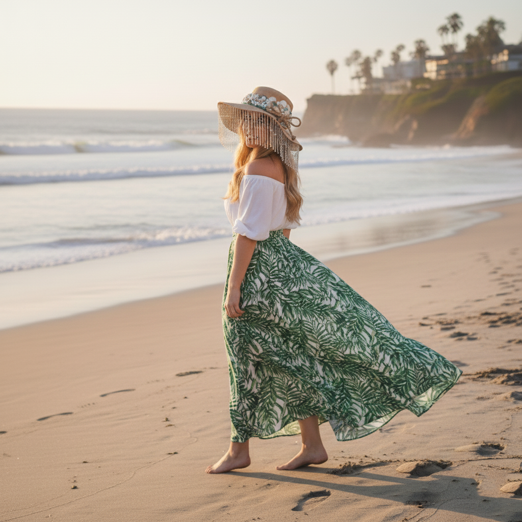 Laguna Siren Straw Hat | Hand-Adorned Shell & Pearl Tassel Wide Brim Sun Hat | Coastal Resort Wear